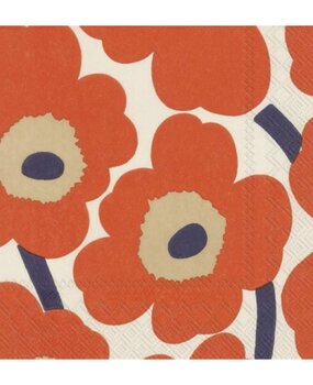 Marimekko Marimekko Unikko Papieren Servetten 33x33cm Oranje Marimekko Marimekko Unikko Papieren Servetten 33x33cm Oranje