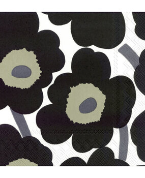 Marimekko Marimekko Unikko Papieren Servetten 33x33cm Zwart Marimekko Marimekko Unikko Papieren Servetten 33x33cm Zwart