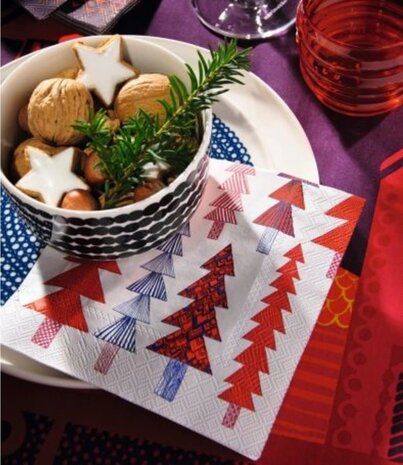 Marimekko Marimekko Kuusikossa Rood Papieren Servetten 33x33cm Marimekko Marimekko Kuusikossa Rood Papieren Servetten 33x33cm