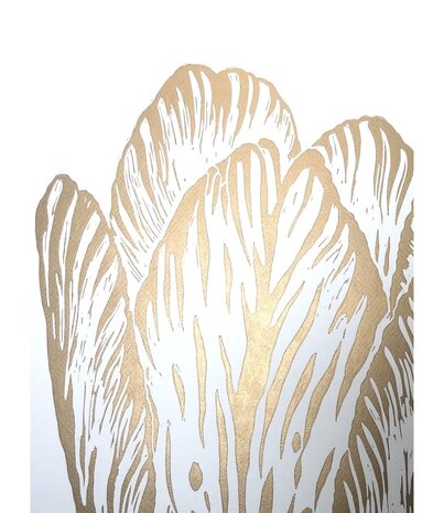 Monika Petersen Monika Petersen Lino Print Rembrandt Tulp Goud Wit 50x70 Monika Petersen Monika Petersen Lino Print Rembrandt Tulp Goud Wit 50x70