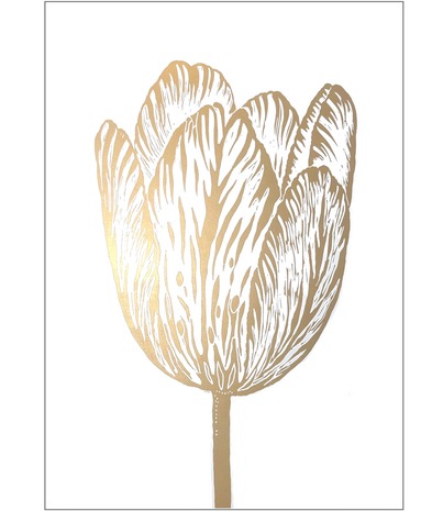 Monika Petersen Monika Petersen Lino Print Rembrandt Tulp Goud Wit 50x70 Monika Petersen Monika Petersen Lino Print Rembrandt Tulp Goud Wit 50x70