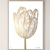 Monika Petersen Monika Petersen Lino Print Rembrandt Tulp Goud Wit 50x70 Monika Petersen Monika Petersen Lino Print Rembrandt Tulp Goud Wit 50x70