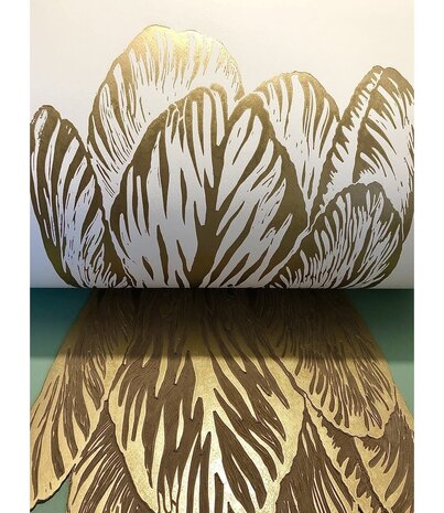 Monika Petersen Monika Petersen Lino Print Rembrandt Tulp Goud Wit 50x70 Monika Petersen Monika Petersen Lino Print Rembrandt Tulp Goud Wit 50x70