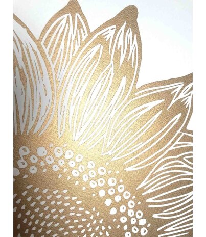 Monika Petersen Monika Petersen Lino Print Zonnebloem Goud Wit 50x70 Monika Petersen Monika Petersen Lino Print Zonnebloem Goud Wit 50x70