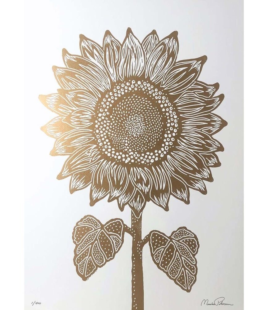 Monika Petersen Monika Petersen Lino Print Gold Sunflower Gold White 50x70 Monika Petersen Monika Petersen Lino Print Gold Sunflower Gold White 50x70