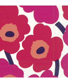 Marimekko Marimekko Unikko Papieren Servetten 33x33cm roze Marimekko Marimekko Unikko Papieren Servetten 33x33cm roze