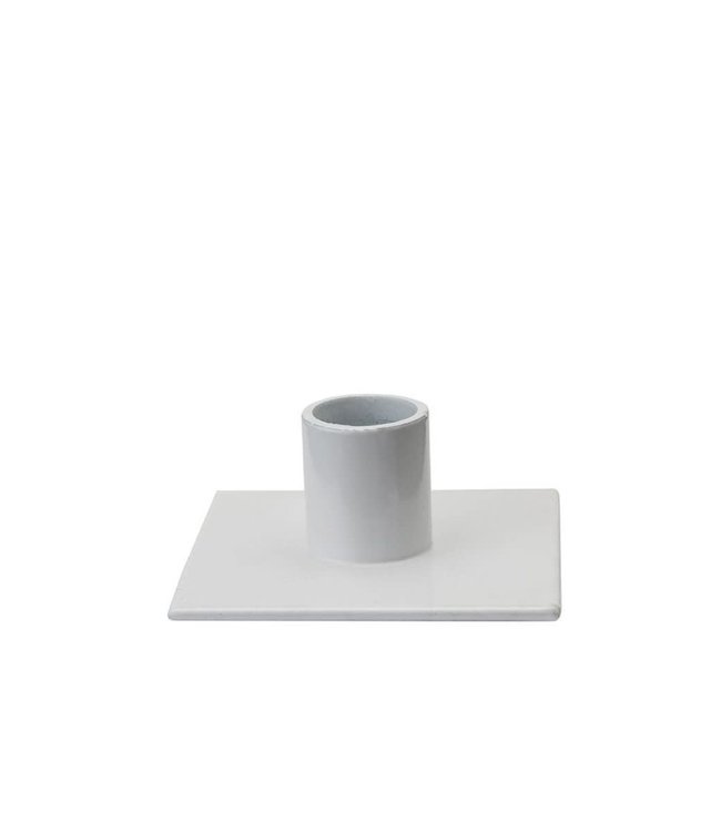 Telegraaf De Hoeveelheid van KunstIndustrien Kandelaar Vierkant metaal glans wit voor Ø2.2cm kaars -  blikfang