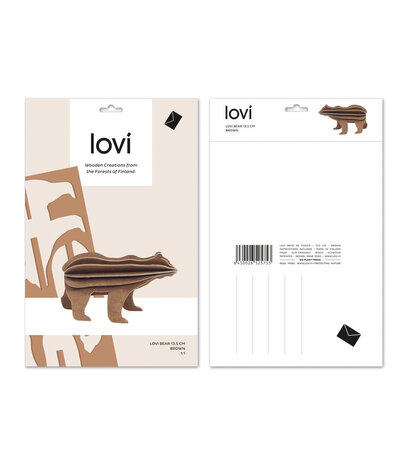 LOVI LOVI bruine beer berkenhout 3D-dier DIY pakketje LOVI LOVI bruine beer berkenhout 3D-dier DIY pakketje