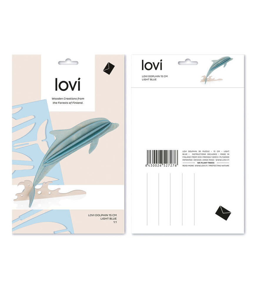 LOVI Lovi Dolfijn berkenhout - verschillende kleuren - 3D-dier DIY pakketje LOVI Lovi Dolfijn berkenhout - verschillende kleuren - 3D-dier DIY pakketje