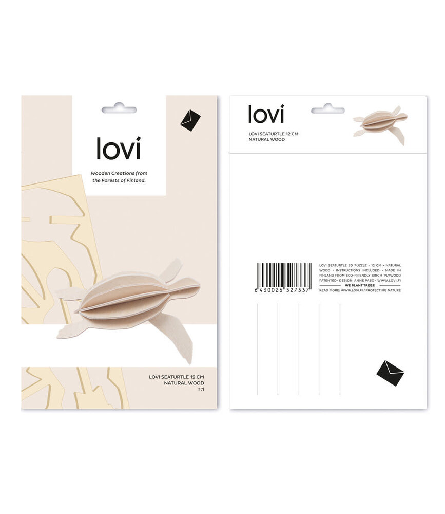 LOVI Lovi Turtle natural - 2 sizes - Birch plywood 3D-animal DIY package LOVI Lovi Turtle natural - 2 sizes - Birch plywood 3D-animal DIY package