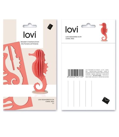 LOVI Lovi Seahorse - various colours - Birch plywood 3D-animal DIY package
