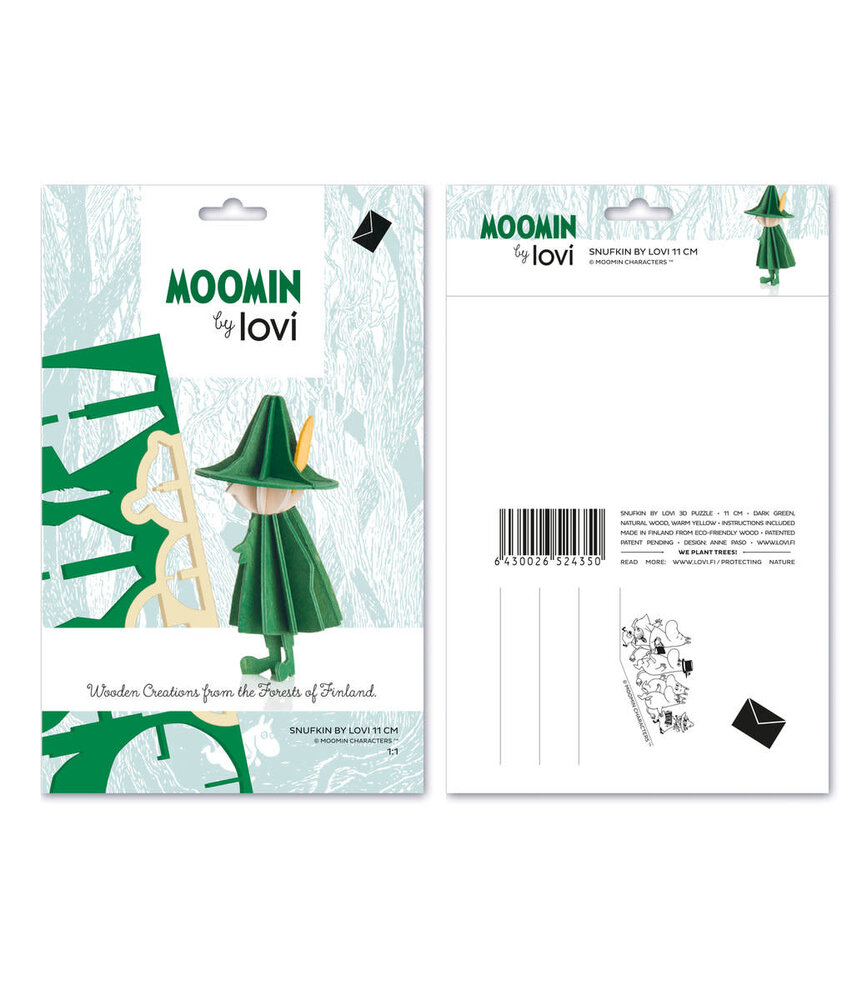 LOVI Lovi Moomin Snufkin 11cm - Berkenhout DIY pakketje LOVI Lovi Moomin Snufkin 11cm - Berkenhout DIY pakketje