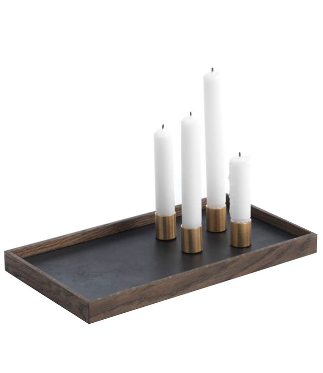 The Oak Men The Oak Men magnetische kandelaar Tray donker Eiken / messing 32,5 x 18 x 2,5 cm