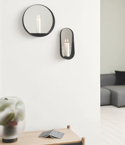 Gejst Gejst Glim wandkandelaar rond met spiegel Ø 28cm x D6,5cm Gejst Gejst Glim wandkandelaar rond met spiegel Ø 28cm x D6,5cm