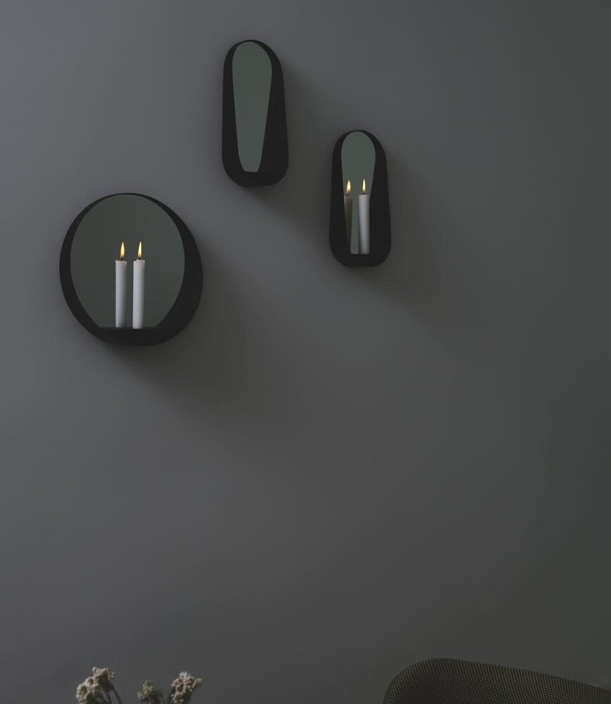 Gejst Gejst Glim wandkandelaar rond met spiegel Ø 28cm x D6,5cm Gejst Gejst Glim wandkandelaar rond met spiegel Ø 28cm x D6,5cm