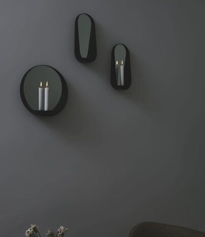 Gejst Gejst Glim wandkandelaar rond met spiegel Ø 28cm x D6,5cm Gejst Gejst Glim wandkandelaar rond met spiegel Ø 28cm x D6,5cm