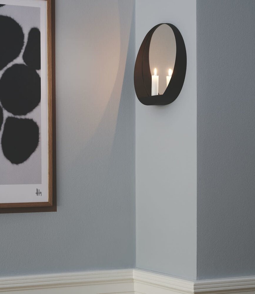 Gejst Gejst Glim wandkandelaar rond met spiegel Ø 28cm x D6,5cm Gejst Gejst Glim wandkandelaar rond met spiegel Ø 28cm x D6,5cm