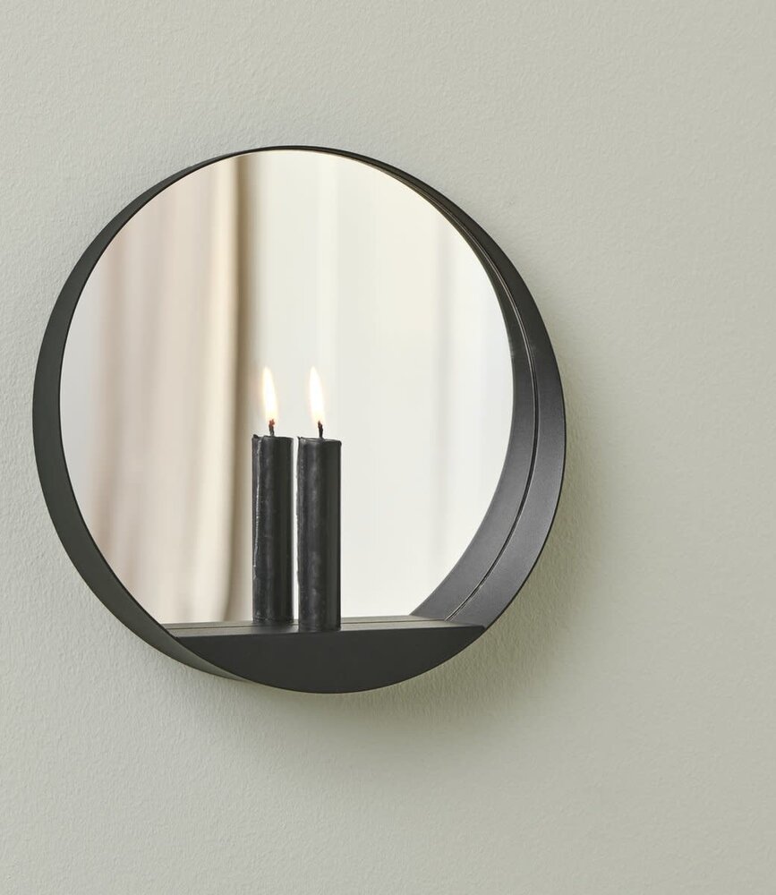 Gejst Gejst Glim wandkandelaar rond met spiegel Ø 28cm x D6,5cm Gejst Gejst Glim wandkandelaar rond met spiegel Ø 28cm x D6,5cm