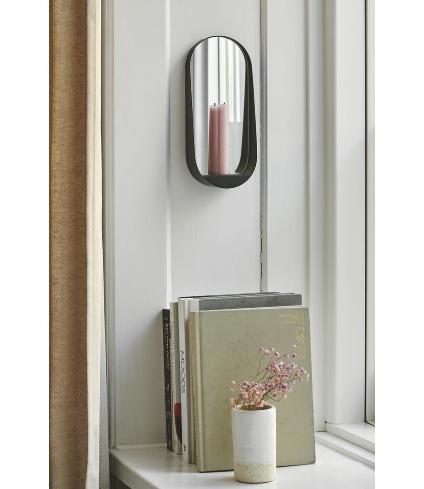 Gejst Gejst Glim wandkandelaar smal met spiegel H28 x B12 xD6,5cm Gejst Gejst Glim wandkandelaar smal met spiegel H28 x B12 xD6,5cm