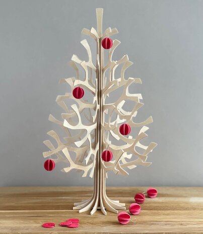 LOVI Lovi Spruce Wooden tree H30cm with 8 red wooden mini-balls - natural 3D tree DIY package LOVI Lovi Spruce Wooden tree H30cm with 8 red wooden mini-balls - natural 3D tree DIY package