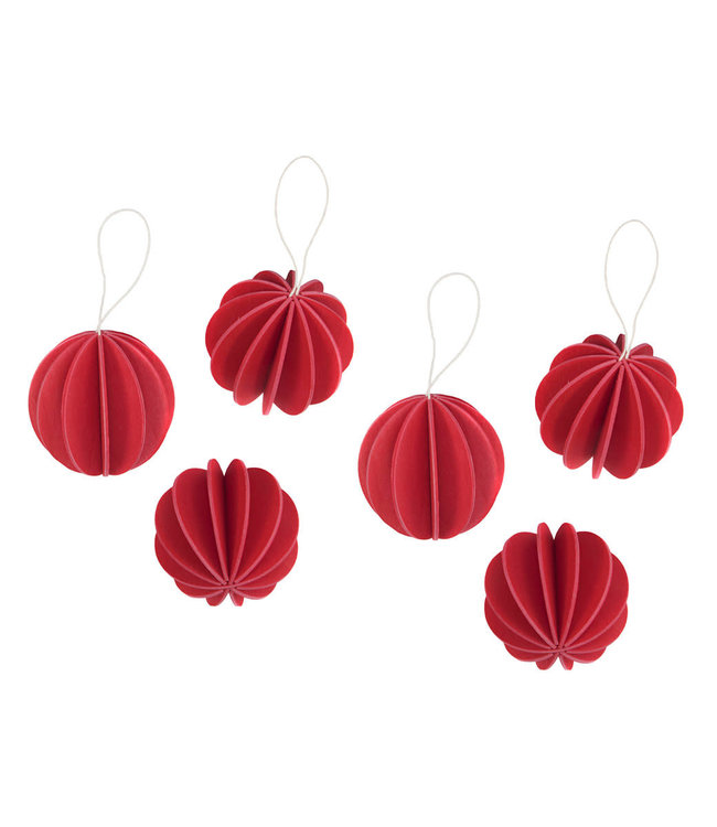 LOVI Lovi wooden balls Ø4cm  set of 6 red - birch wood DIY package