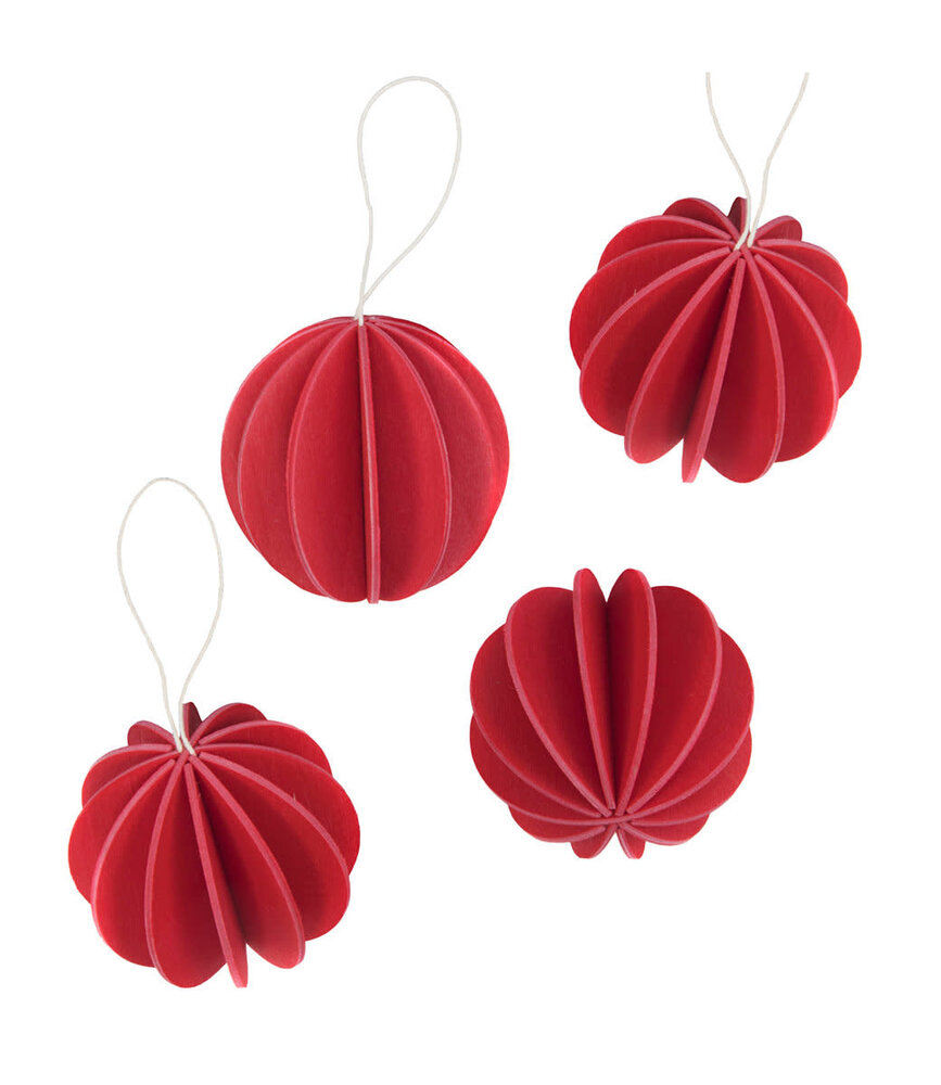 LOVI Lovi wooden balls Ø6cm set of 4 dark red - birch wood DIY package LOVI Lovi wooden balls Ø6cm set of 4 dark red - birch wood DIY package