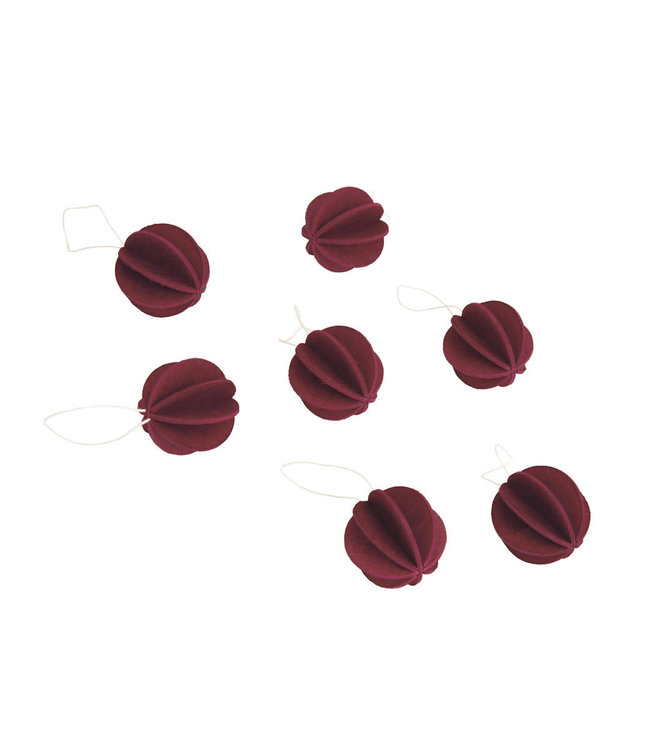 LOVI Lovi wooden balls Ø3,5cm  set of 7 dark red - birch wood DIY package