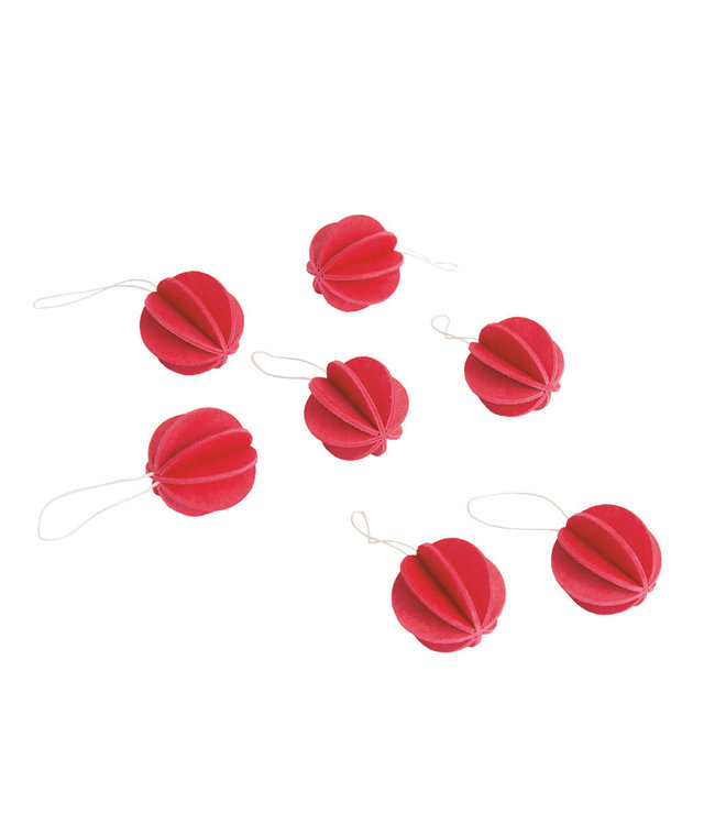 LOVI Lovi wooden balls Ø3,5cm  set of 7 red - birch wood DIY package