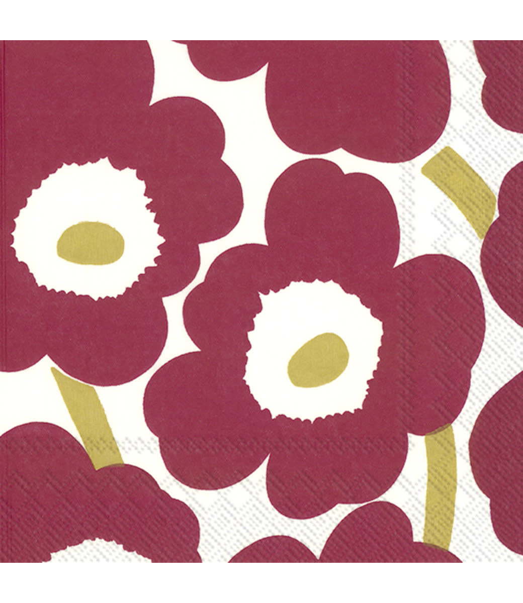 Marimekko Unikko Paper Napkin 33x33cm Darkred Gold - blikfang