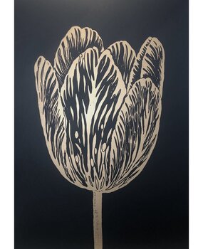 Monika Petersen Monika Petersen 50x70 Lino Print Rembrandt Tulp Goud Zwart Monika Petersen Monika Petersen 50x70 Lino Print Rembrandt Tulp Goud Zwart