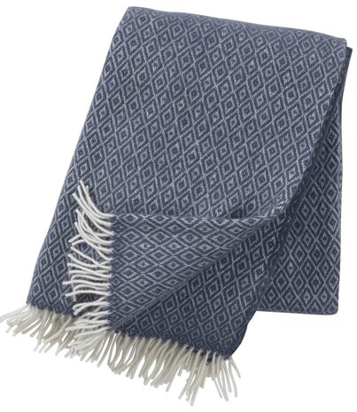 Klippan Klippan Stella wollen plaid 130x200 smokey blue van 100% lamswol Klippan Klippan Stella wollen plaid 130x200 smokey blue van 100% lamswol