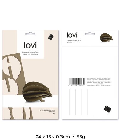LOVI Lovi Hedgehog birch wood 8cm brown 3D animal DIY kit LOVI Lovi Hedgehog birch wood 8cm brown 3D animal DIY kit