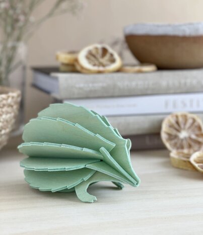 LOVI Lovi Hedgehog birch wood mint - 11cm - 3D animal DIY package LOVI Lovi Hedgehog birch wood mint - 11cm - 3D animal DIY package