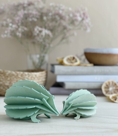LOVI Lovi Hedgehog birch wood mint - 11cm - 3D animal DIY package LOVI Lovi Hedgehog birch wood mint - 11cm - 3D animal DIY package