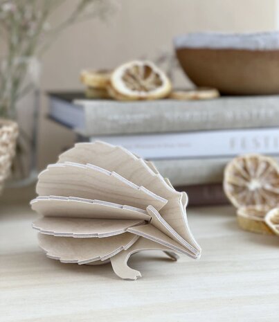 LOVI Lovi Egel berkenhout 8cm naturel 3D-dier DIY pakketje