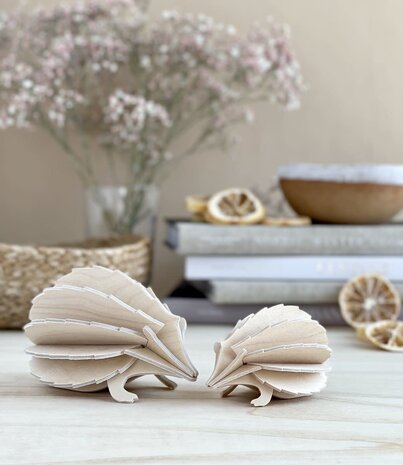 LOVI Lovi Egel berkenhout 8cm naturel 3D-dier DIY pakketje