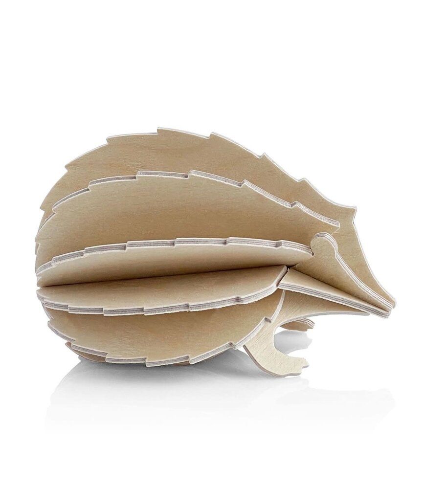 LOVI Lovi Egel berkenhout 8cm naturel 3D-dier DIY pakketje