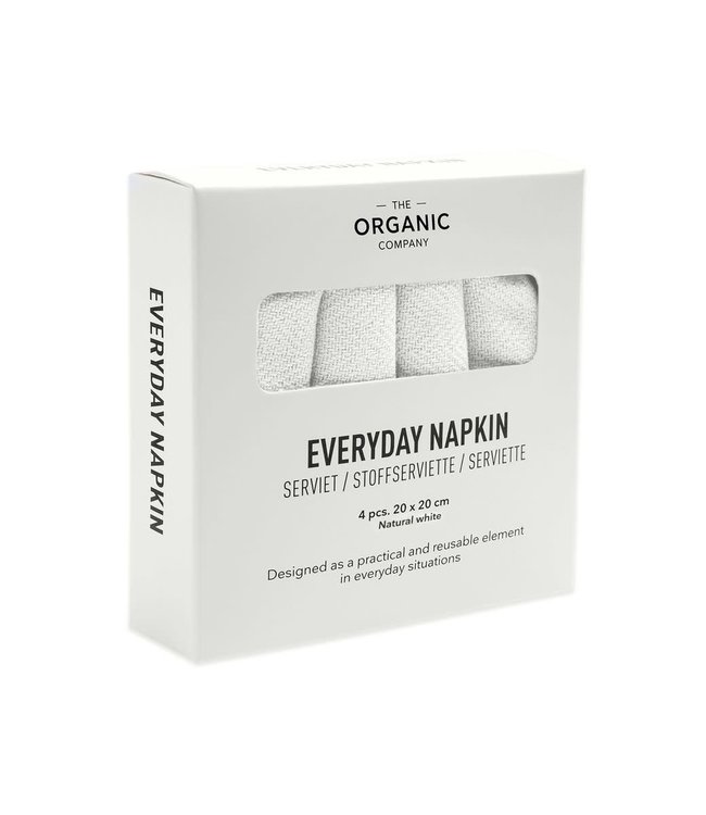 The Organic Company The Organic Company Servet Everyday Napkin 20x20cm set v 4 Natural White GOTS gecertificeerd