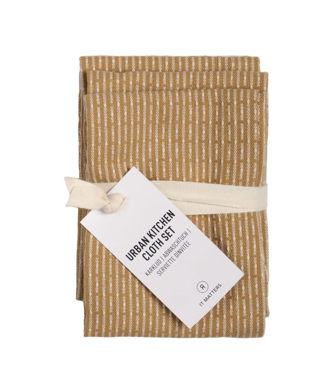 The Organic Company The Organic Company Urban Kitchen Cloth set of 3 18x35cm Khaki Stone GOTS certified