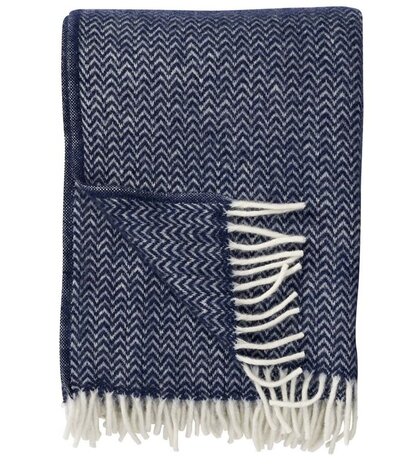 Klippan Klippan Chevron plaid 130x200 made of 100% eco Wool Dark denim Klippan Klippan Chevron plaid 130x200 made of 100% eco Wool Dark denim