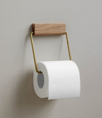 Moebe Moebe toiletrolhouder eiken/messing Moebe Moebe toiletrolhouder eiken/messing
