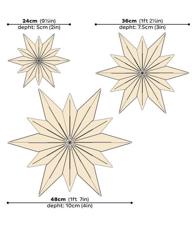 LOVI Lovi Decor Star 36cm Berkenhout wit 3D DIY pakket LOVI Lovi Decor Star 36cm Berkenhout wit 3D DIY pakket