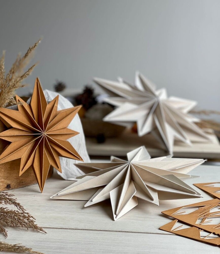 LOVI Lovi Decor Star 24cm Berkenhout wit 3D DIY pakket LOVI Lovi Decor Star 24cm Berkenhout wit 3D DIY pakket