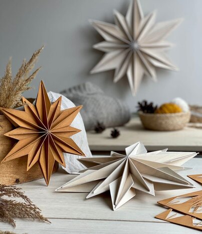 LOVI Lovi Decor Star 24cm Berkenhout wit 3D DIY pakket LOVI Lovi Decor Star 24cm Berkenhout wit 3D DIY pakket