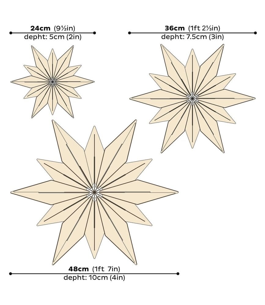 LOVI Lovi Birchwood Star 48cm cinnamon 3D DIY package LOVI Lovi Birchwood Star 48cm cinnamon 3D DIY package