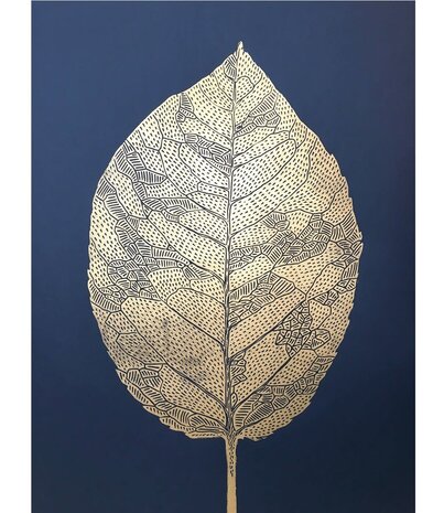 Monika Petersen Monika Petersen Lino Print Birch Leaf Gold Indigo 50x70 Monika Petersen Monika Petersen Lino Print Birch Leaf Gold Indigo 50x70