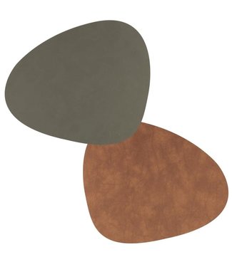 LIND DNA LIND DNA Placemat Curve L Dubbelzijdig Nupo Gerecycled Leer Army Green - Nature