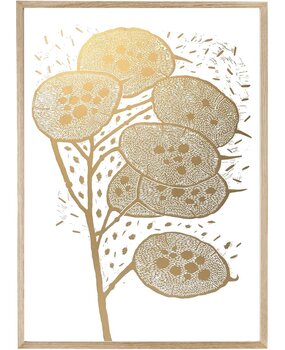 Monika Petersen Monika Petersen Lino Print Winter Branch Gold White 50x70 (excl. frame) Monika Petersen Monika Petersen Lino Print Winter Branch Gold White 50x70 (excl. frame)