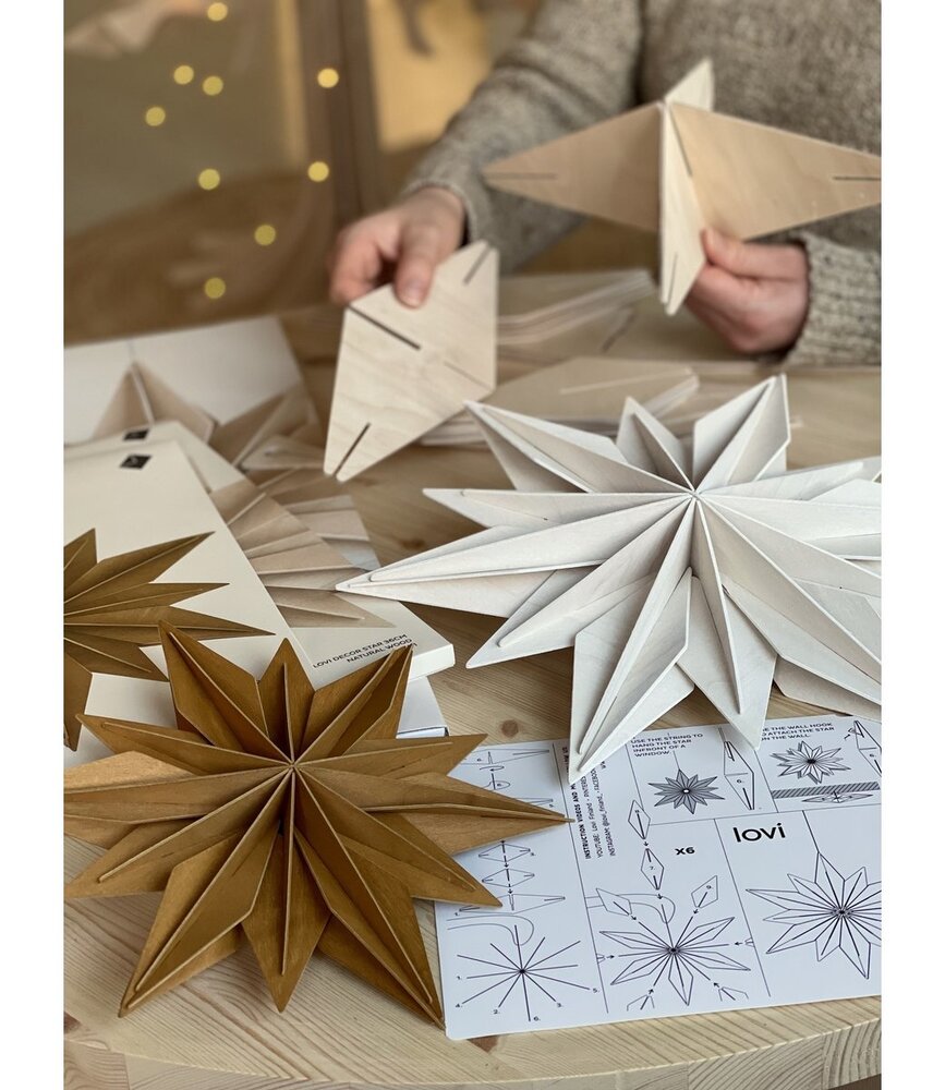 LOVI Lovi Decor Star 36cm Berkenhout wit 3D DIY pakket LOVI Lovi Decor Star 36cm Berkenhout wit 3D DIY pakket