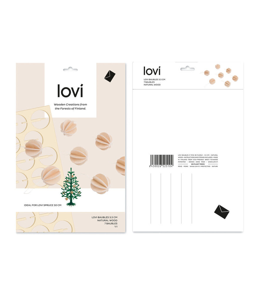 LOVI Lovi wooden balls Ø3.5cm natural set of 7 - birch wood DIY package LOVI Lovi wooden balls Ø3.5cm natural set of 7 - birch wood DIY package